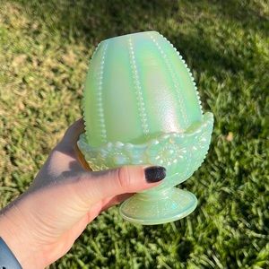 Fenton Green Iridescent Fairy Lamp